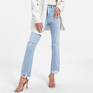 Good American Good Curve Straight Denim Distressed Jeans